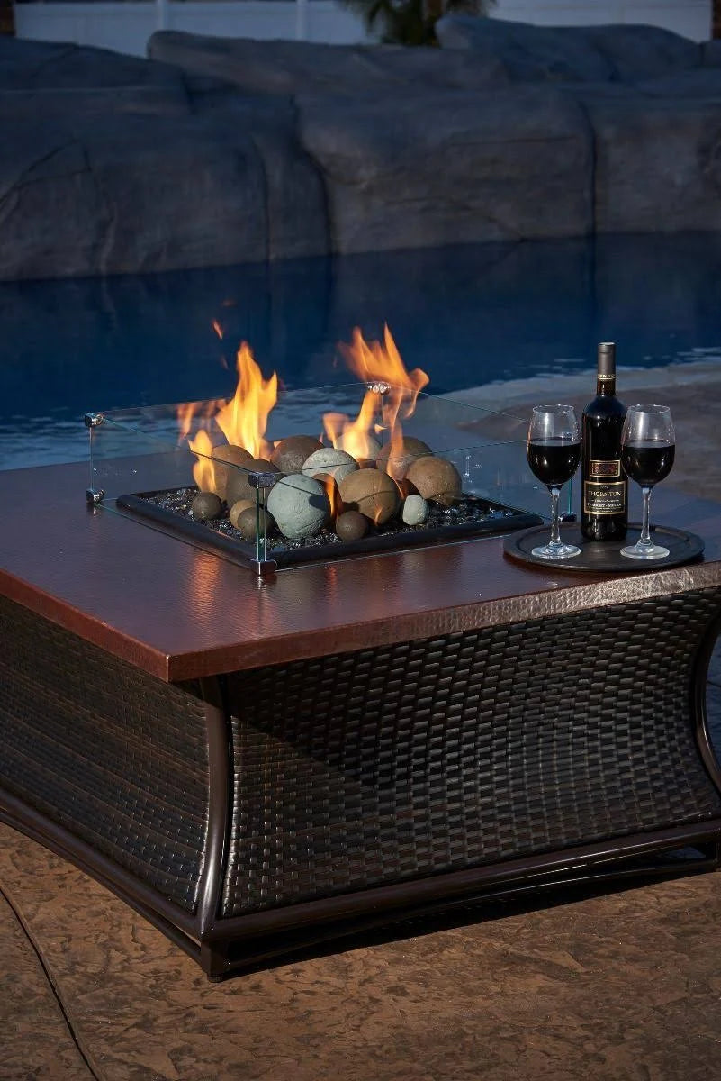 Rectangular Fire Pit Glass Wind Guard, 41x17 inch P12584