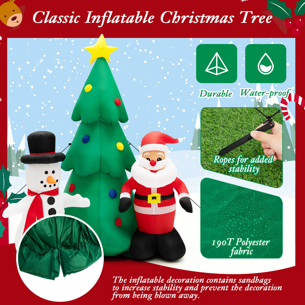 6FT Inflatable Christmas Tree & Santa Claus w/ LEDs & Air Blower Yard Decoration G34577