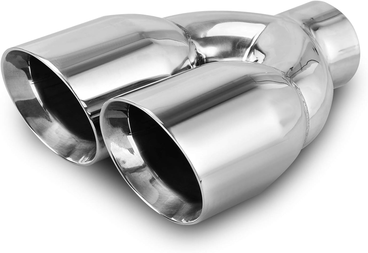 Dual Exhaust Tip 2.5 Inch Inlet 3.5 Inch Outlet Chrome Polished Stainless Steel Weld-On Pack of 2 K62726