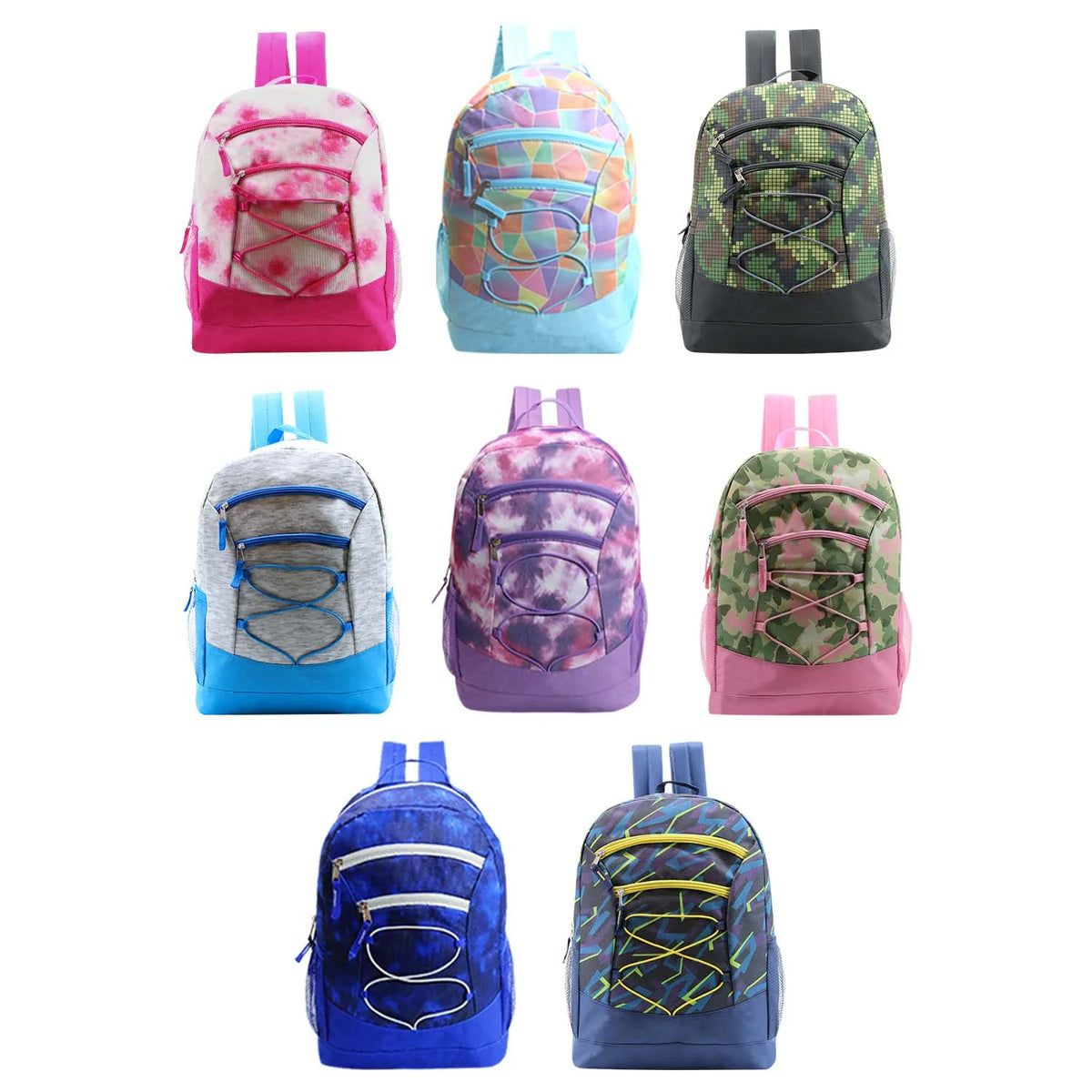 24 Pack 17 Inch Assorted Colors Bungee Backpacks G6609