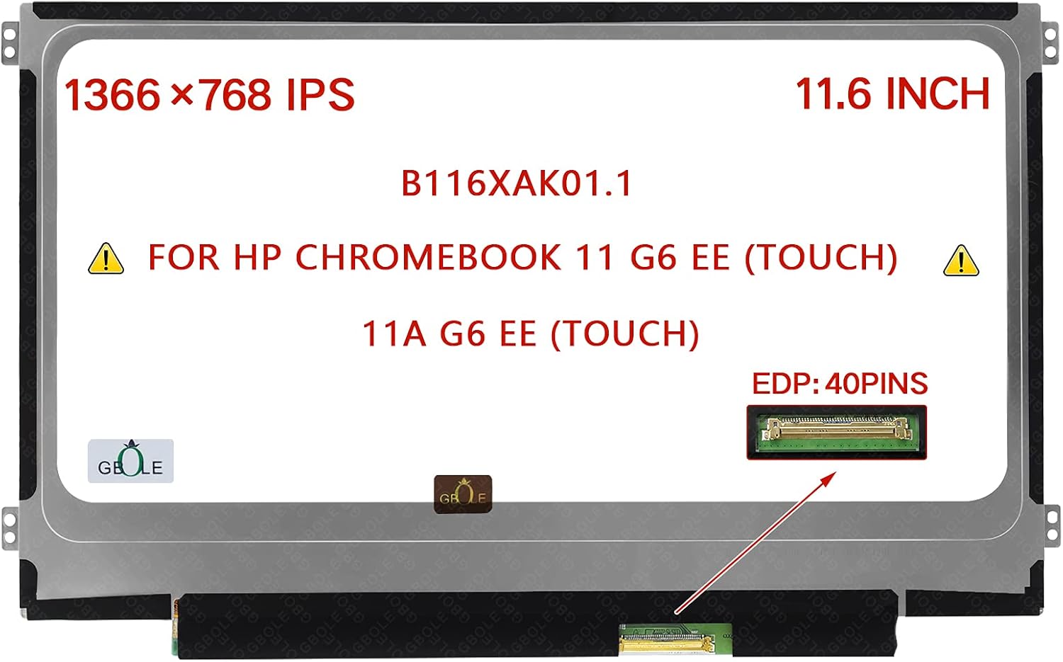 11.6" HD 1366x768 40 Pin LCD Touch Panel S589