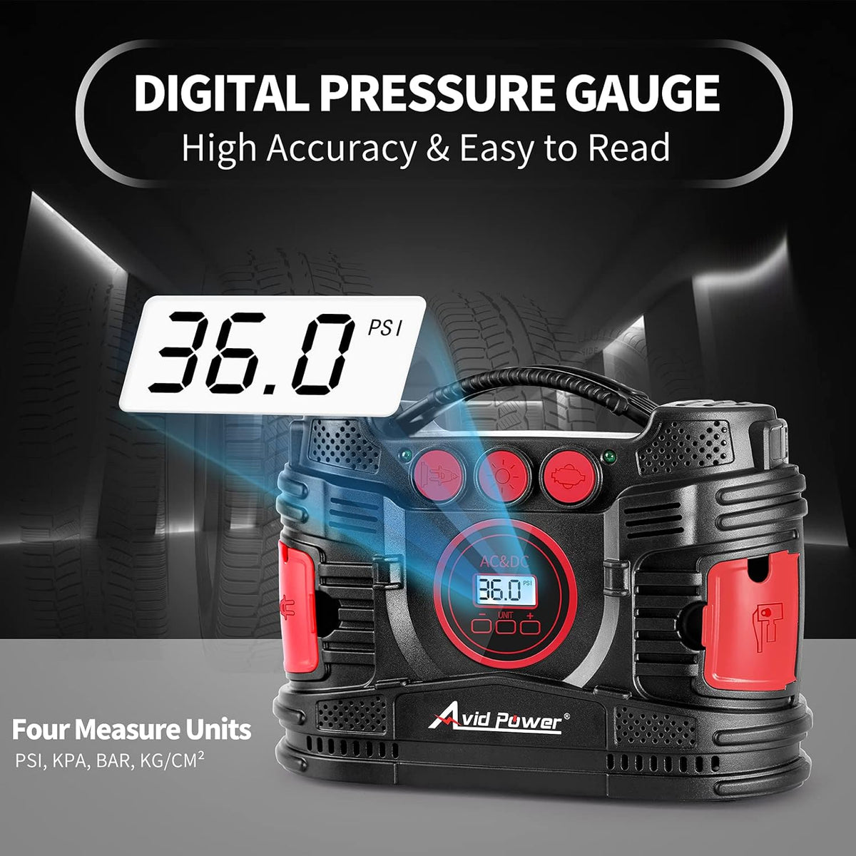 Portable Tire Inflator Air Compressor with Digital Pressure Gauge M288