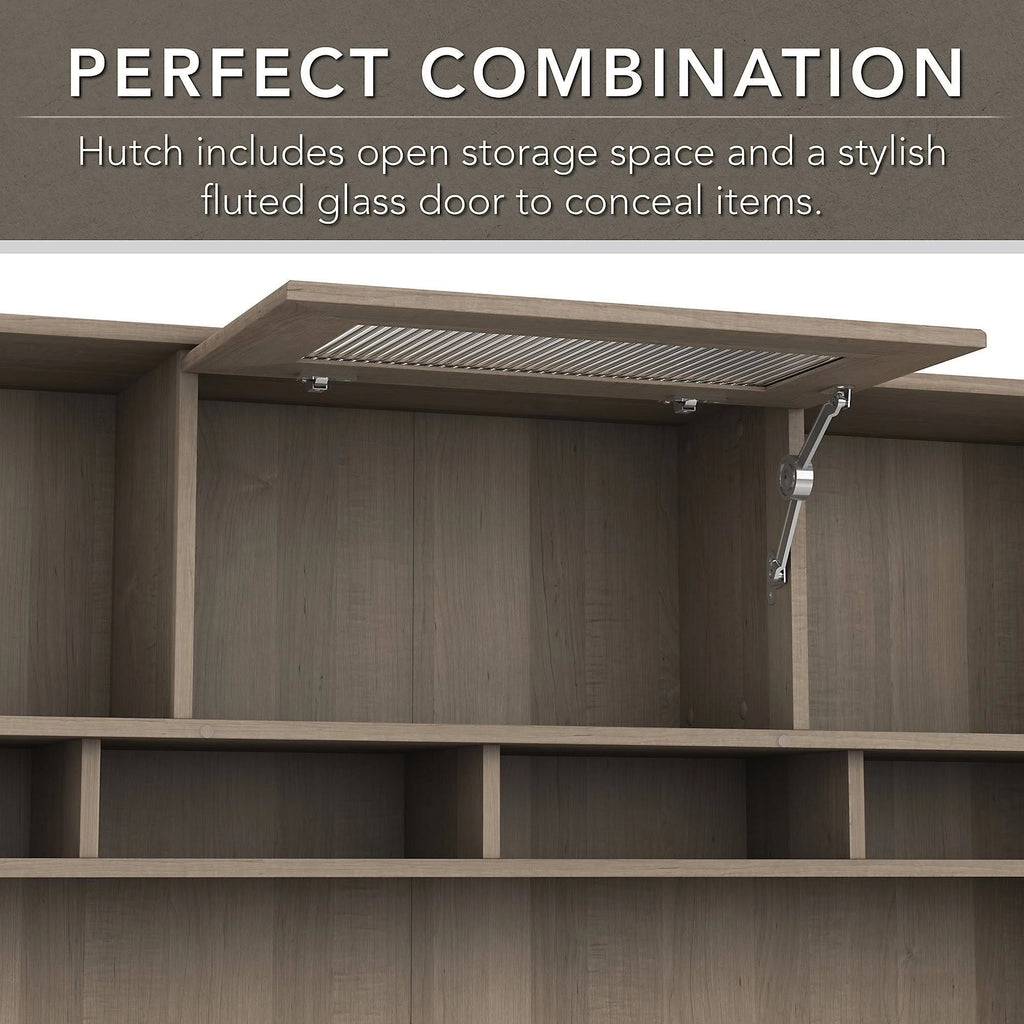 L-shaped Desk with 5-Shelf Bookcase and Hutch U42641