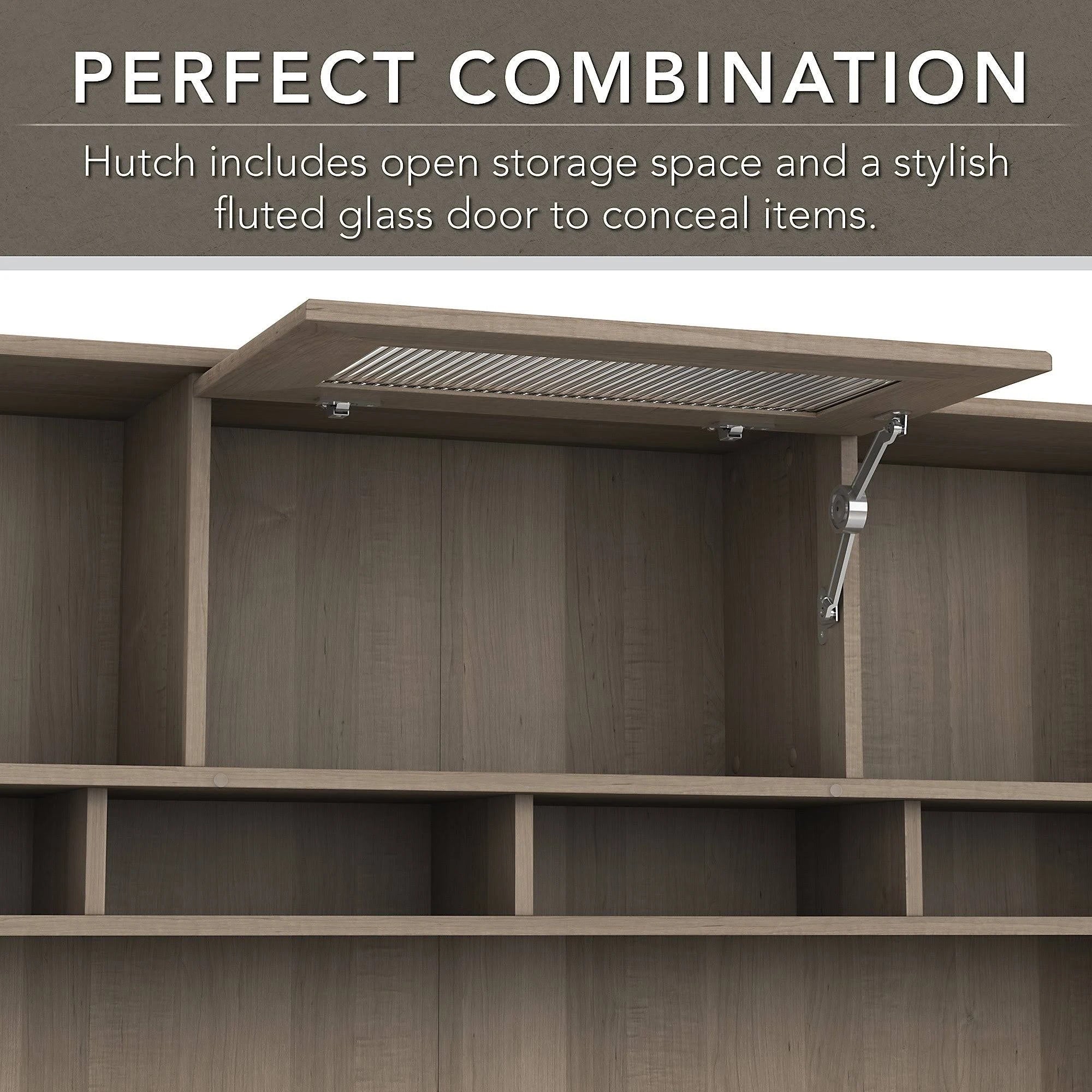 L-shaped Desk with 5-Shelf Bookcase and Hutch U42641