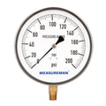 304 Stainless Steel Case Pressure Gauge, 0-200Psi, 4-1/2 Dial Size, 1/4 NPT Lower Mount C7686