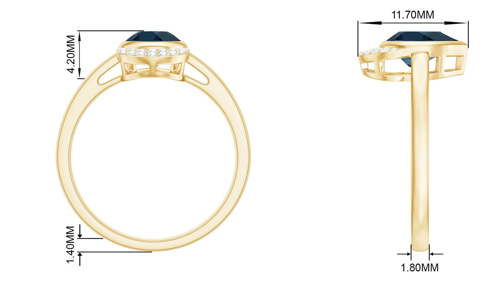 14K Yellow Gold Teardrop Ring with Diamond L87091