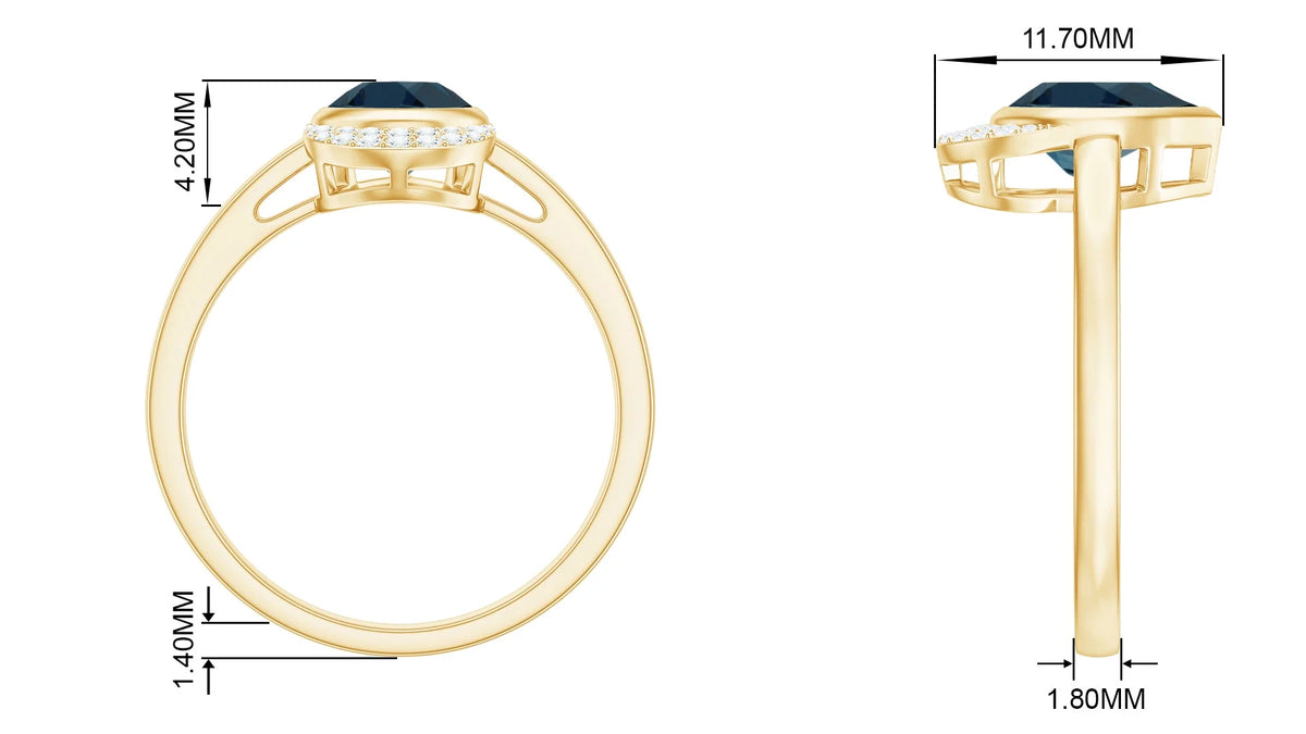 14K Yellow Gold Teardrop Ring with Diamond L87091