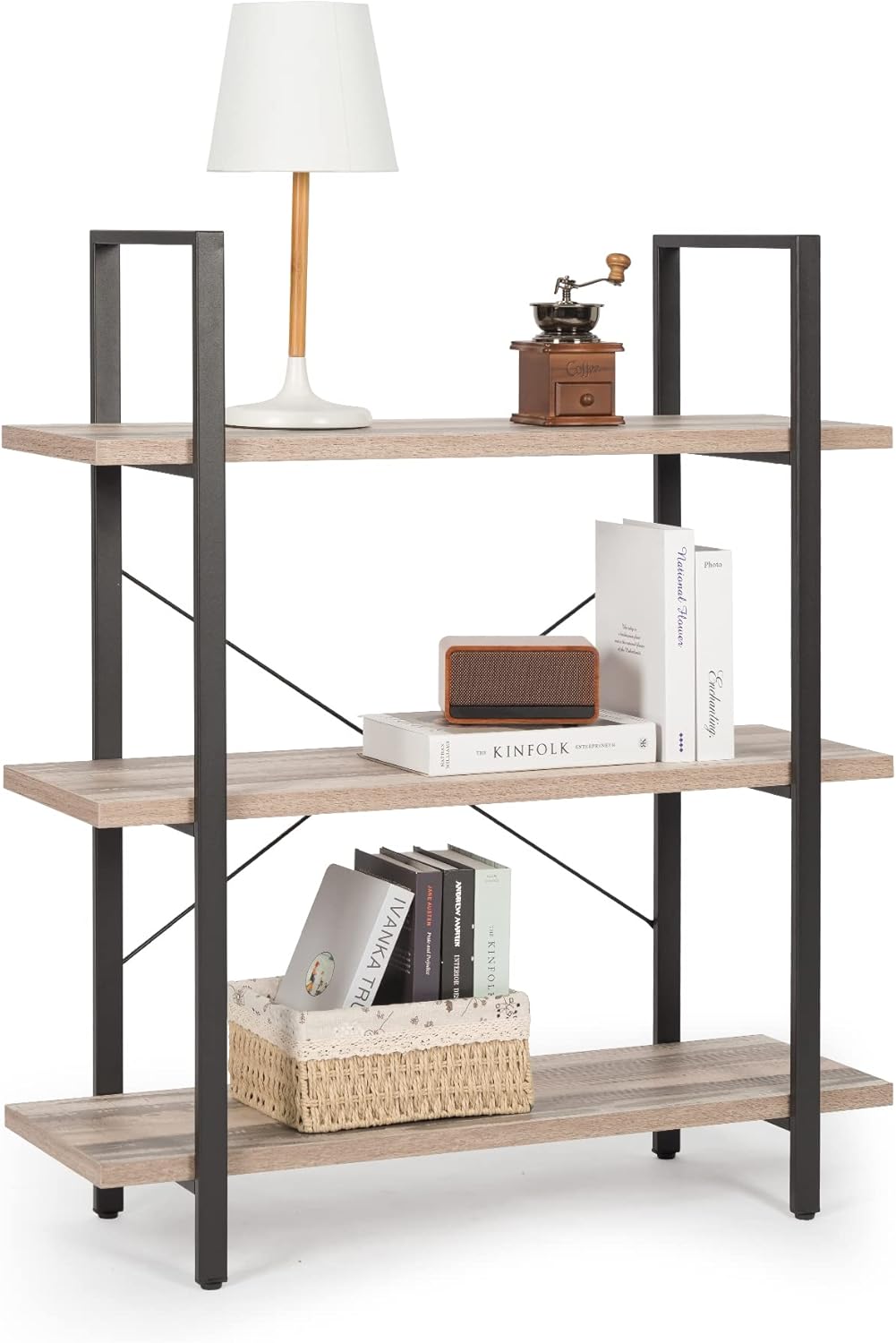 Industrial 2-Tier Wood and Metal Bookcase K825