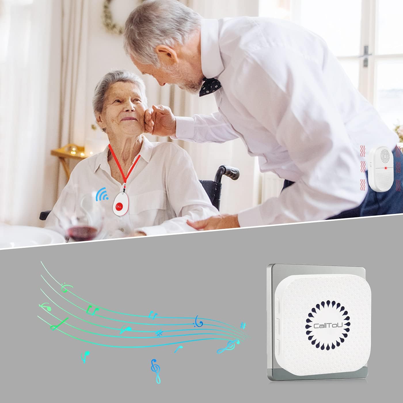 Wireless Caregiver Pager Emergency Alert System Call Button H72534