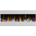 White Recessed Wall Mounted Electric Fireplace with Crystal and LED Display E30176
