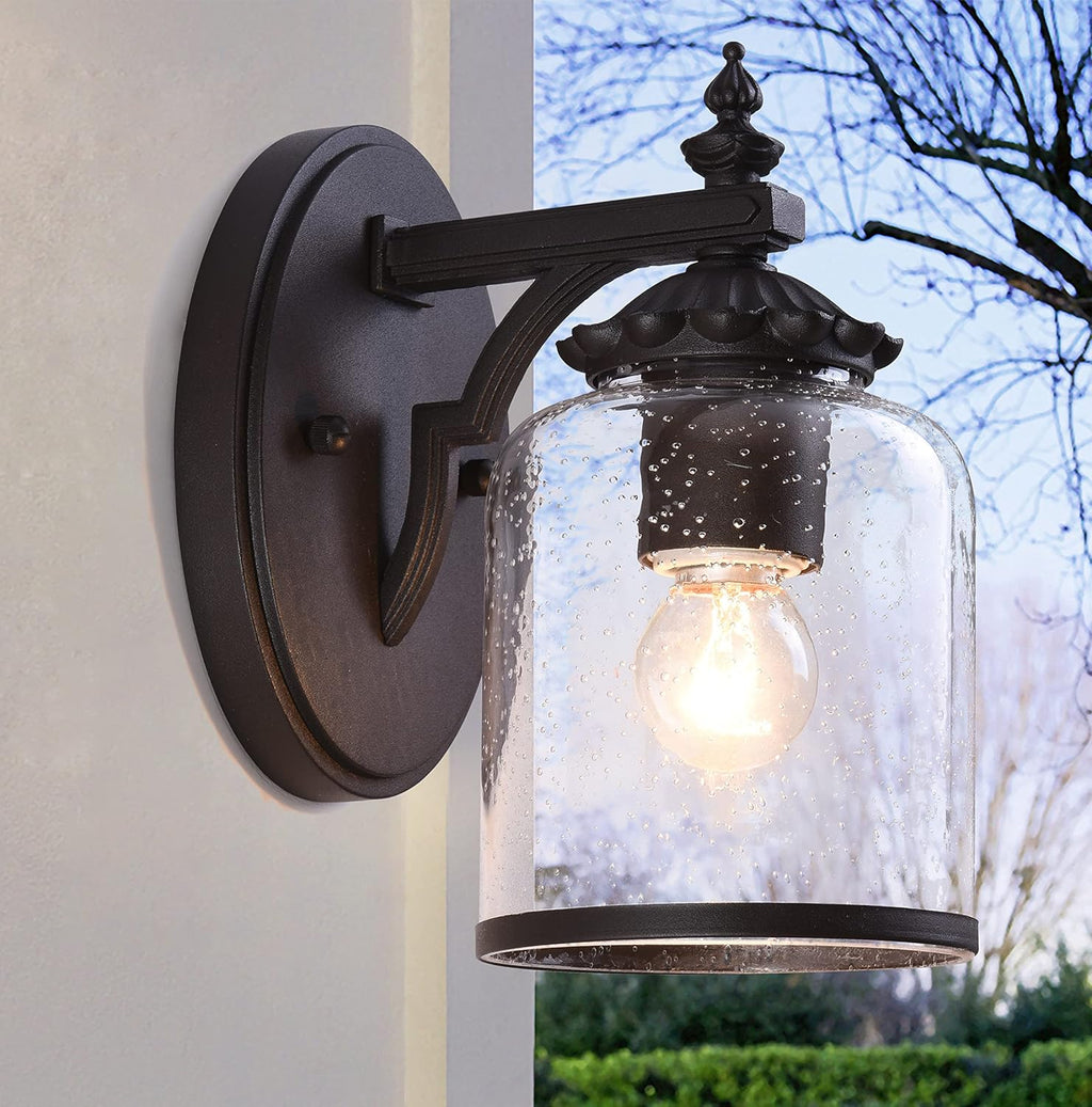 Farmhouse Exterior Lantern with Glass, Die Casting Aluminum 1-Light Wall Light A339