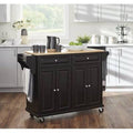 Black Kitchen Cart with Solid Wood Top O84277