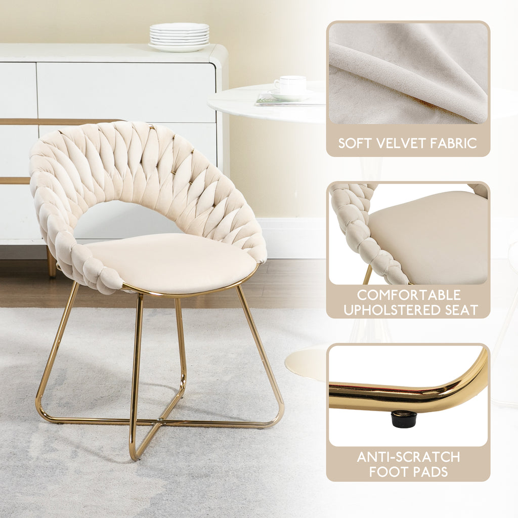 Velvet Accent Chairs Set of 2 with Gold Legs D338473