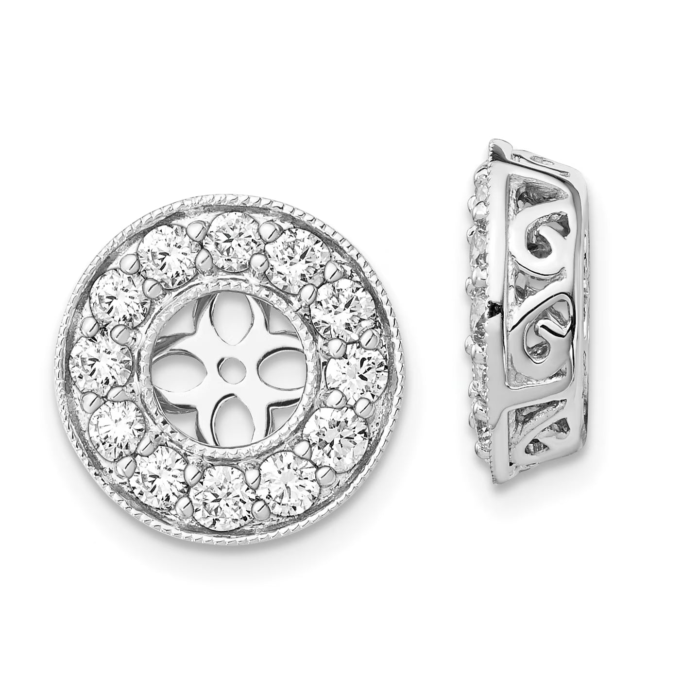 14K White Gold Lab Grown Diamond Studs Earring Jackets K27346