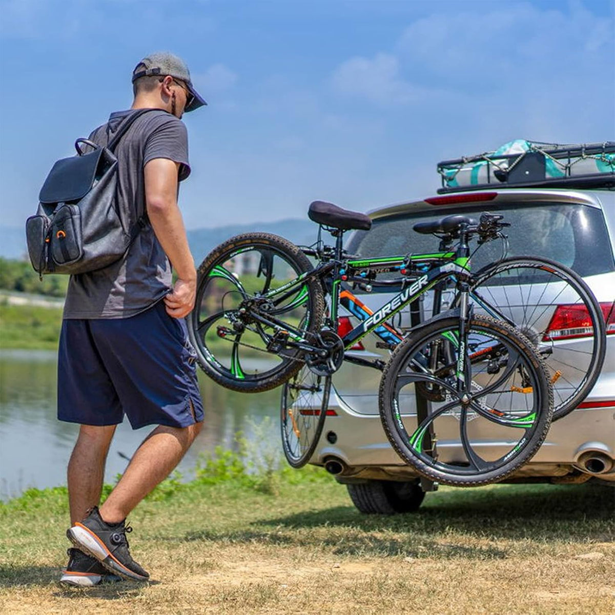 Hitch Bike Rack with Reflector and 2 Receiver, Heavy Duty Bicycle Carrier G29584