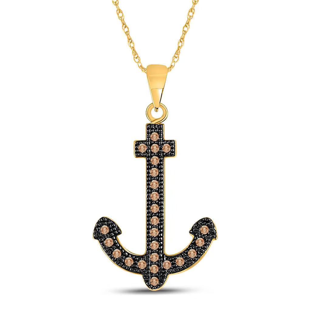 Brown Diamond Anchor Pendant P379317