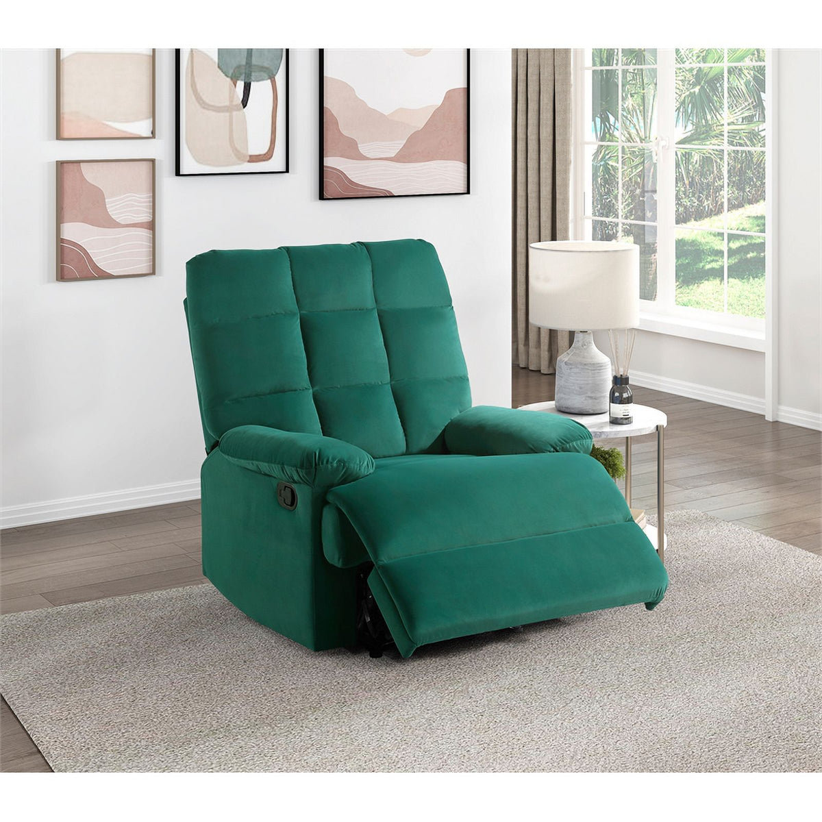 Green Velvet Manual Recliner K341683