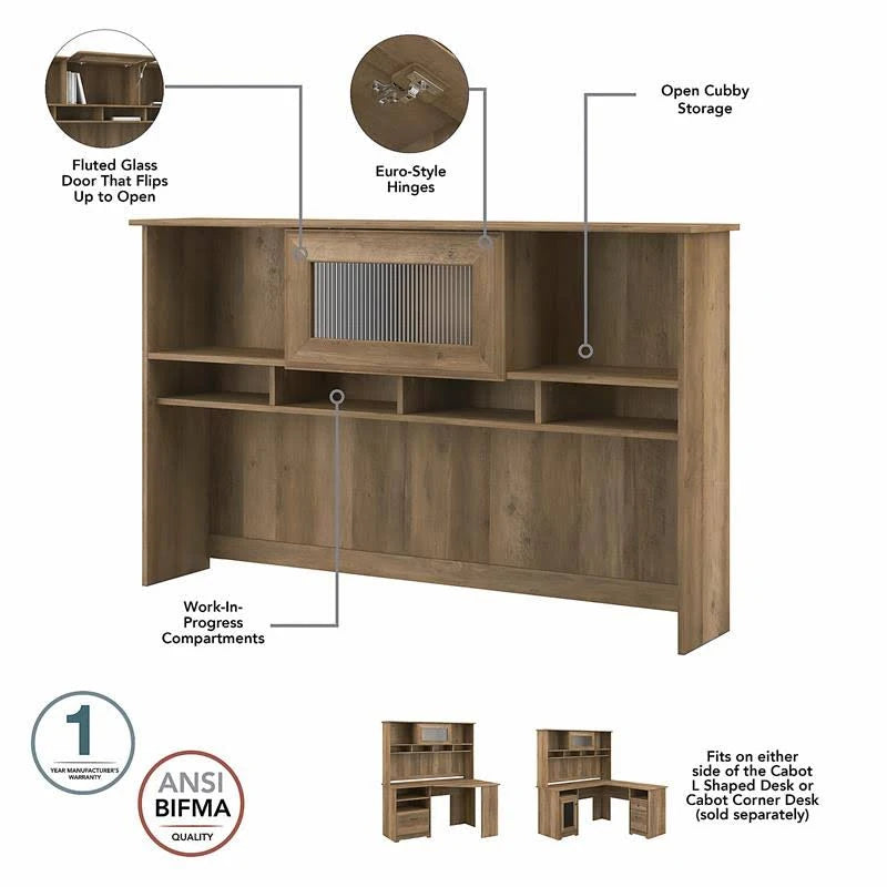 L-shaped Desk with 5-Shelf Bookcase and Hutch U42641