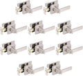 Satin Nickel Square Privacy Door Handles Leverset Lockset 10Pack D7634