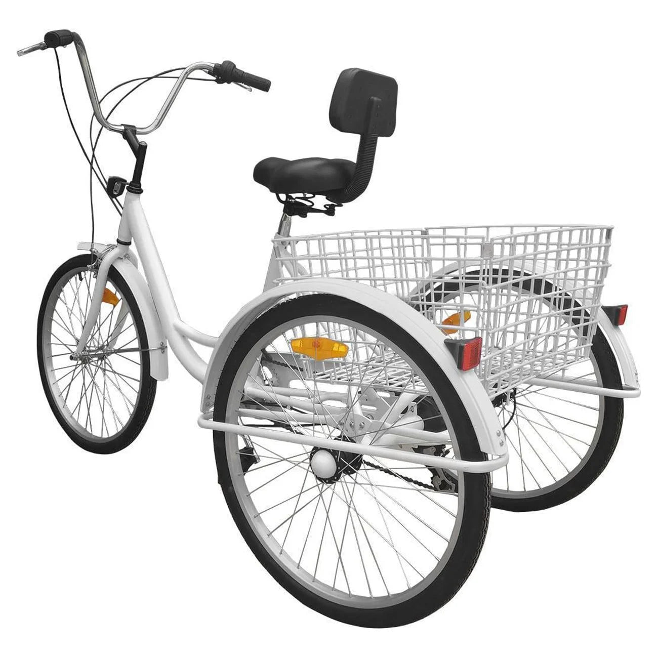 White 24" 3-Wheel Adult Tricycle Bike with Basket Y14376