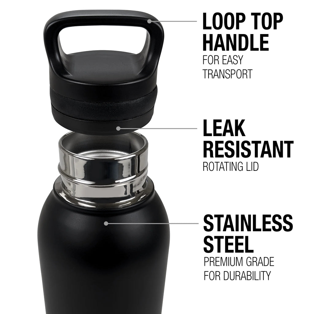 24 oz Vacuum Insulated Stainless Steel Canteen Water Bottle with Loop Cap A265