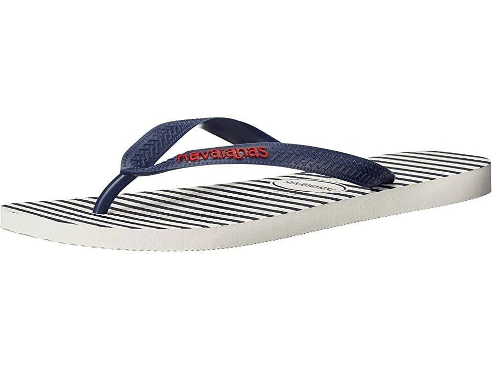 White/Navy Blue/White Flip Flops F694