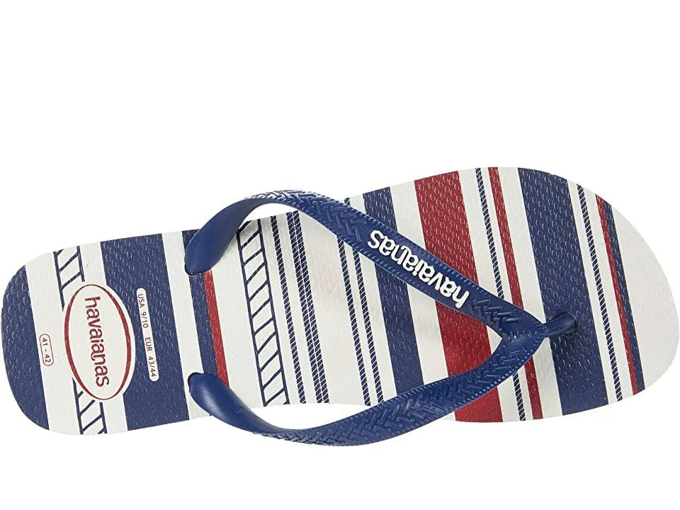 White/Navy Blue/White Flip Flops F694