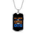 Stainless Steel or 18k Gold Dog Tag Necklace with 24" Chain M8931
