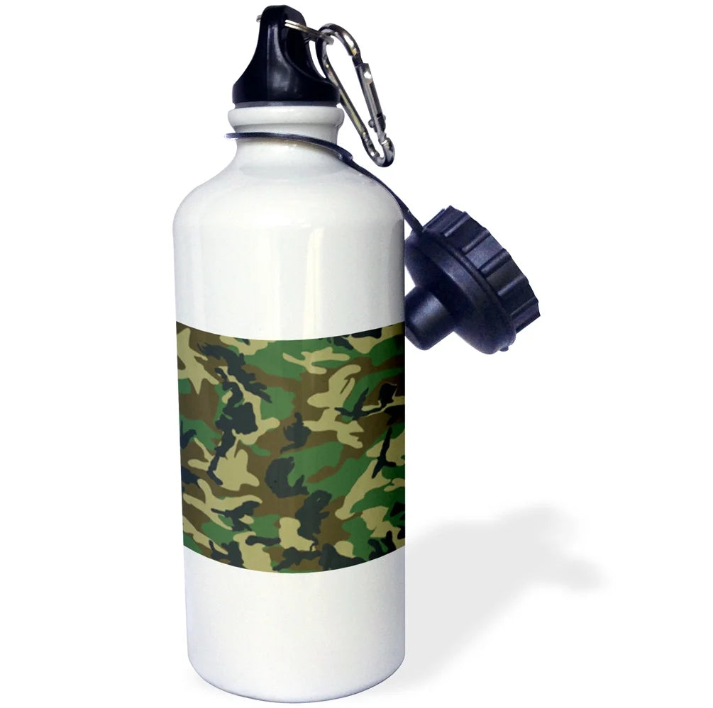 Green Camoflauge Print Sports Water Bottle 21oz O528