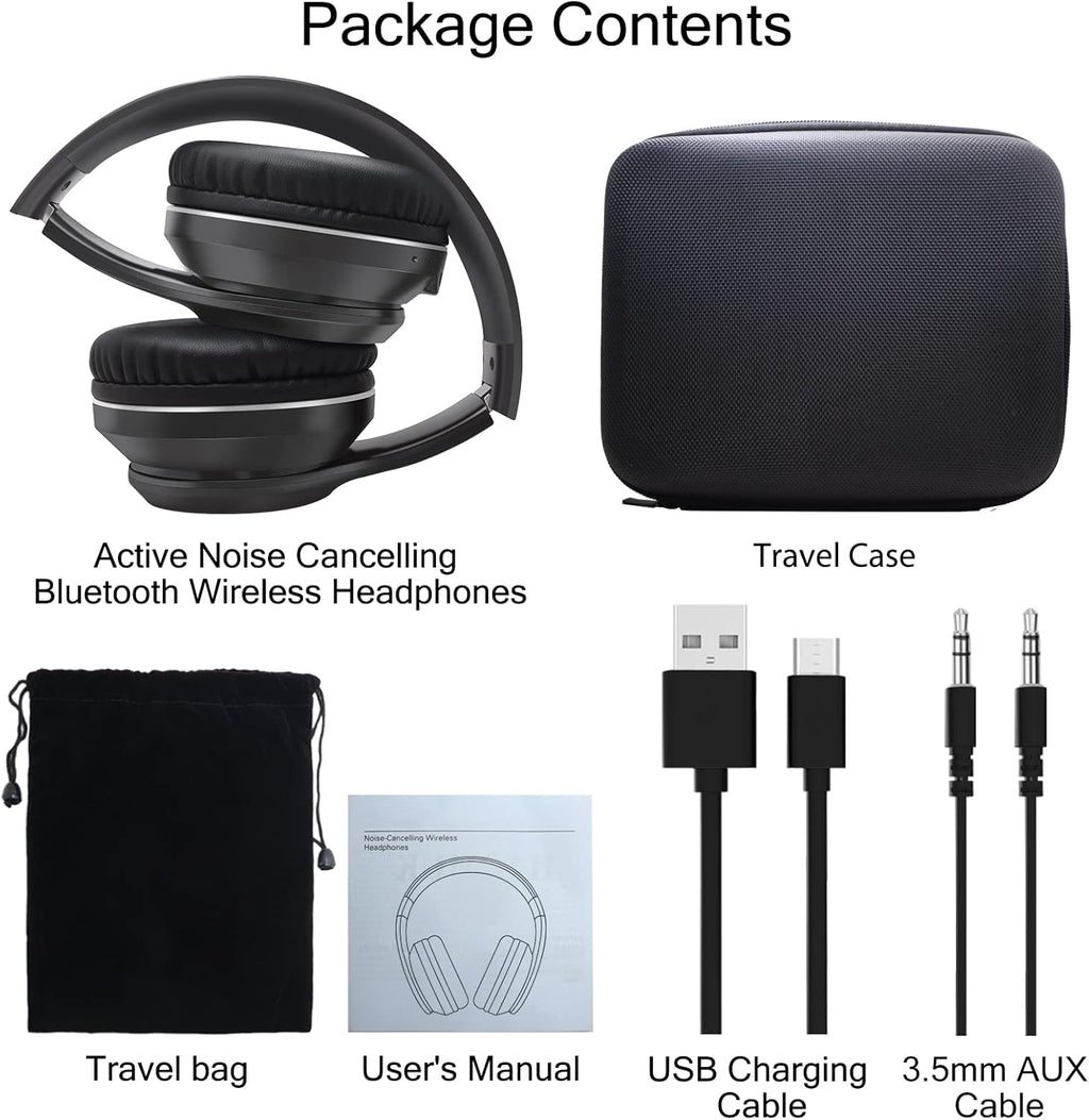 Black Bluetooth Over Ear Headphones with Mic T278