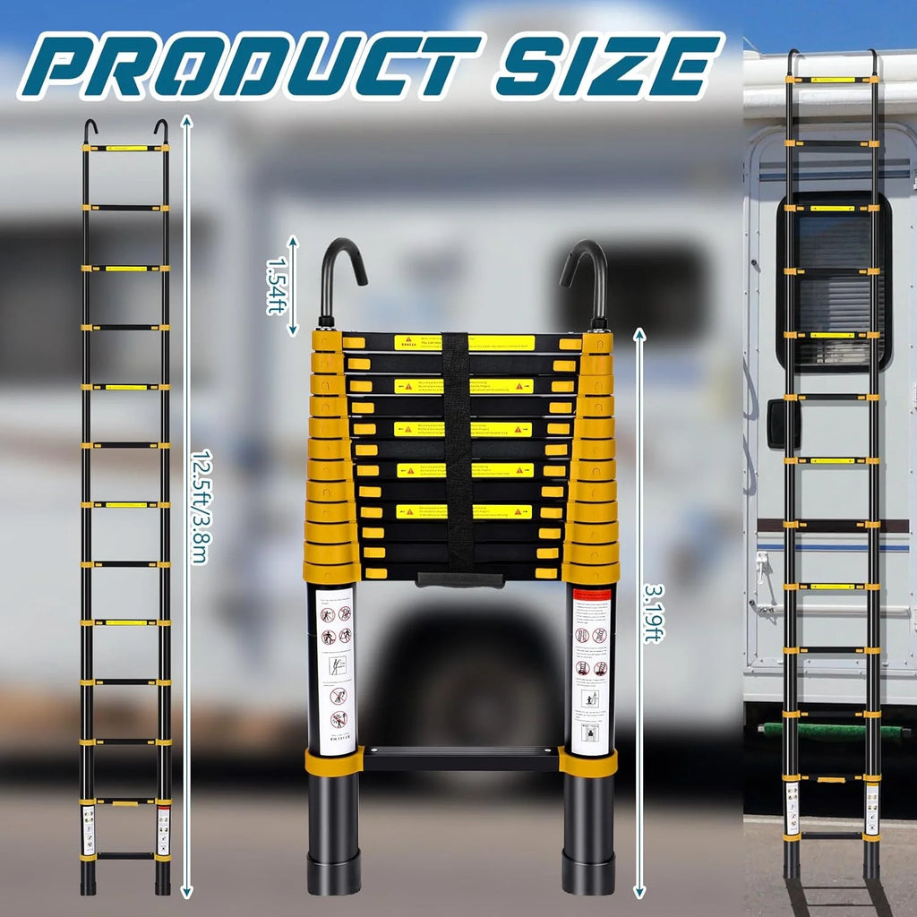 12.5FT Aluminum Telescoping Folding Ladder with Hook K283798