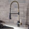 Brushed Gold & Matte Black Commercial Kitchen Faucet with Dual Function Sprayhead Y4658