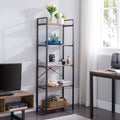 5-Tier Industrial Retro Brown Wood and Metal Bookcase P240837