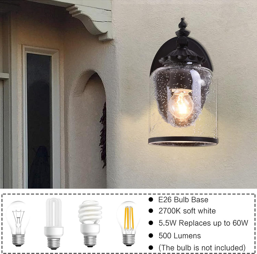 Farmhouse Exterior Lantern with Glass, Die Casting Aluminum 1-Light Wall Light A339