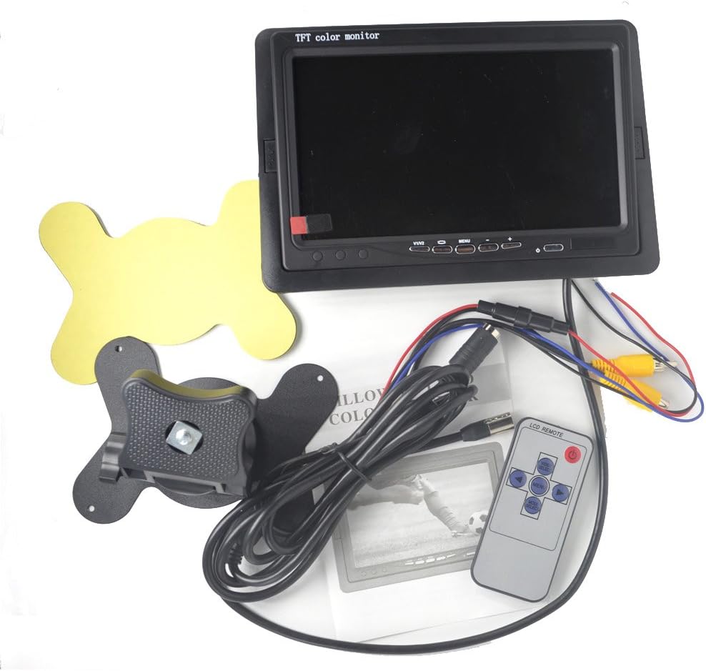 12V 24V Vehicle Backup Camera System Rear View Camera with 7 Monitor and 34 ft AV Cables R848