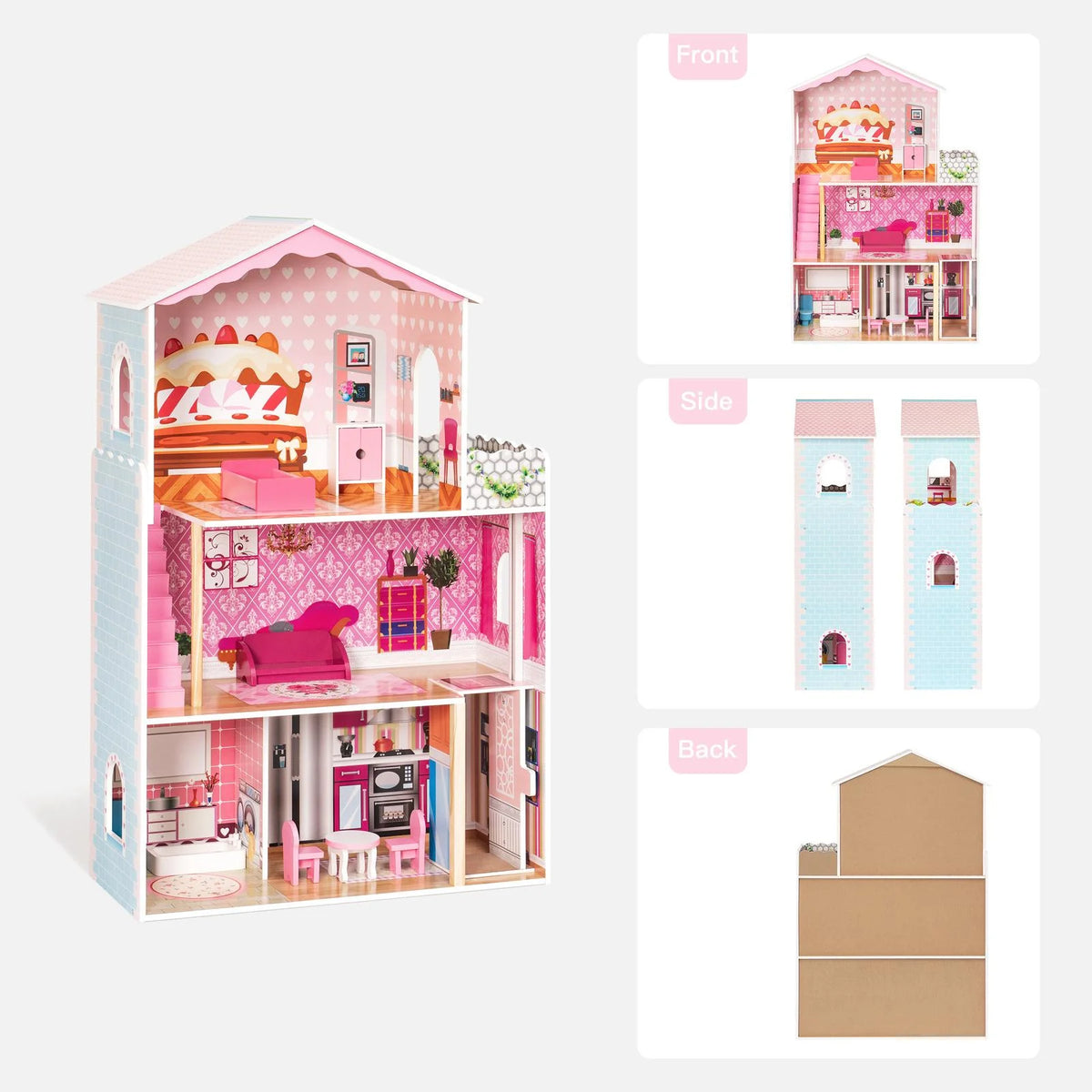 Dollhouse Kit with Accessories and Furniture, 31.1'' x 11.4'' x 42.5'' Z856392