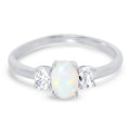 3 Stone Created Opal Ring Size 7 S6995