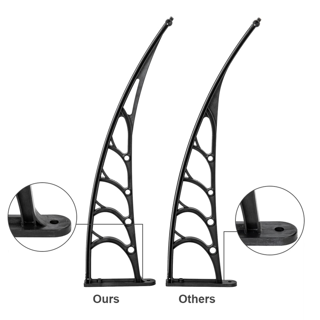 200 x 100 Clear Polycarbonate Rain Cover Eaves with Black ABS Bracket R204570