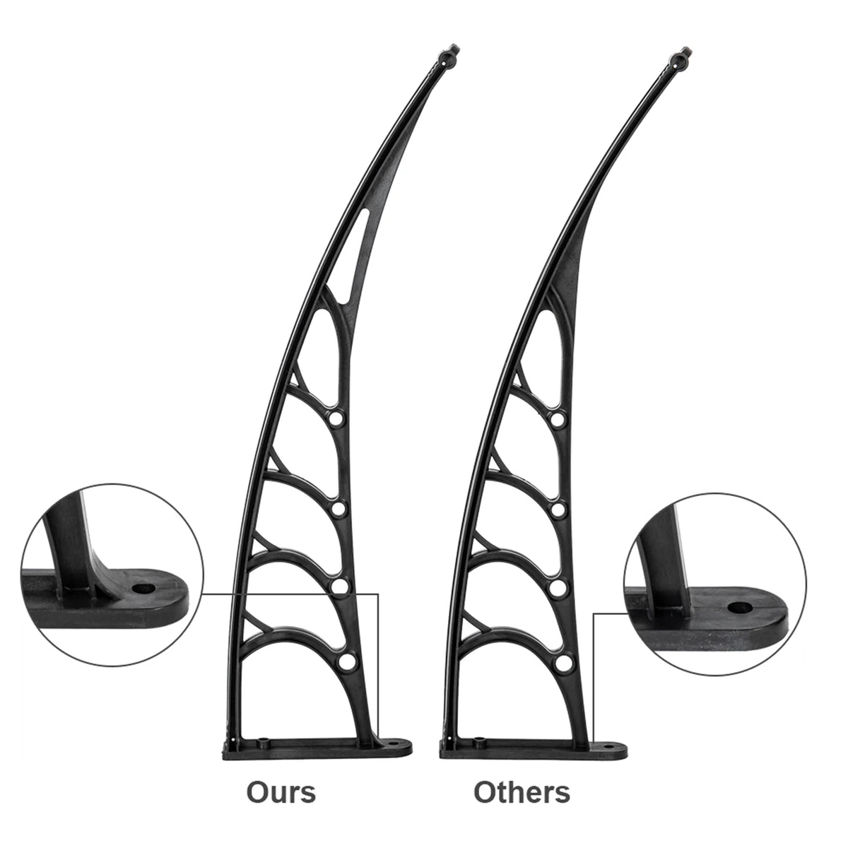 200 x 100 Clear Polycarbonate Rain Cover Eaves with Black ABS Bracket R204570