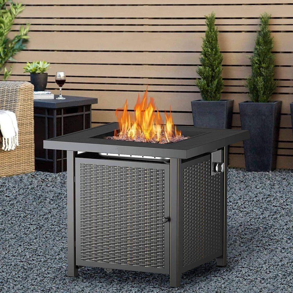 28 Inch 50,000 BTU Propane Gas Fire Pit Table with Lid J4226