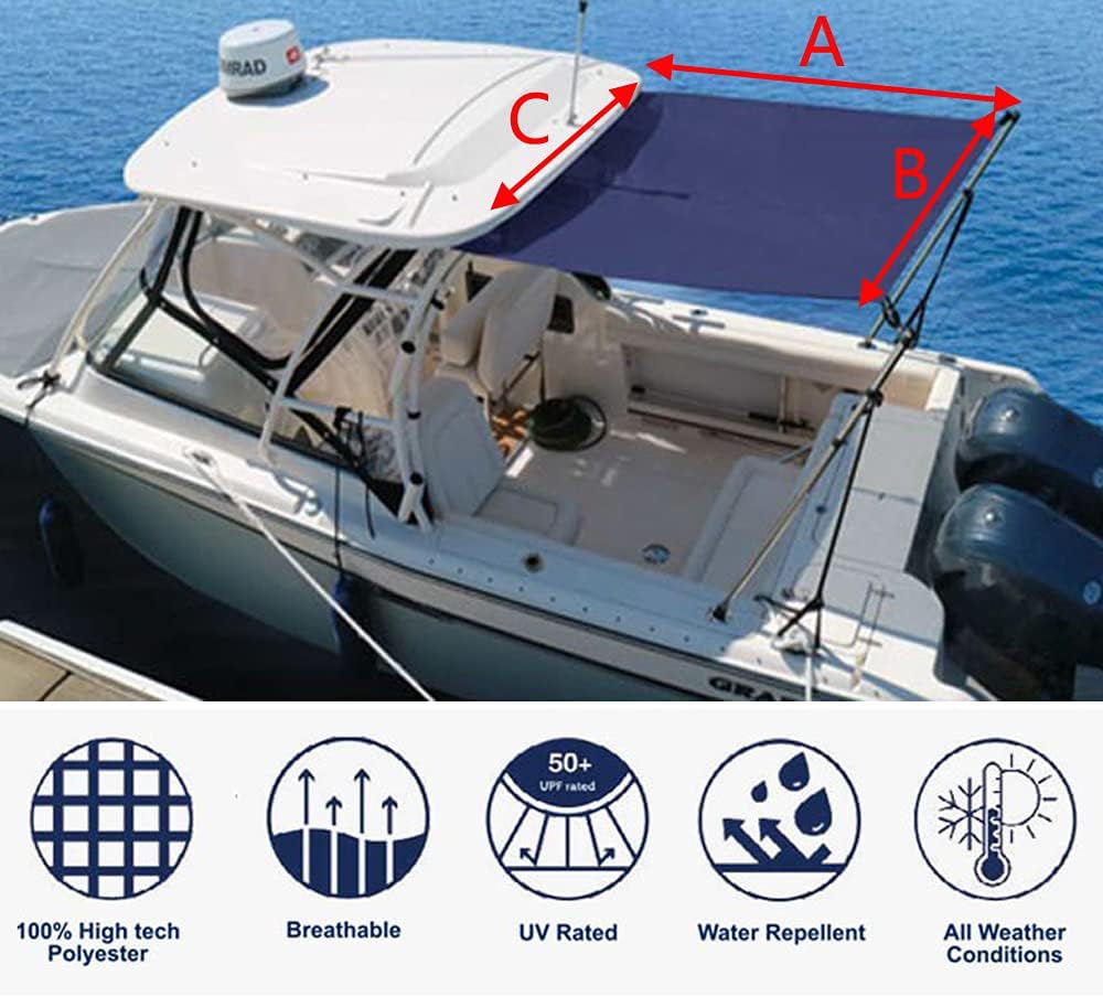 Boat Shade Kit with Stainless Steel Telescopic Rod, Dark Blue, 4ft x 5ft V547