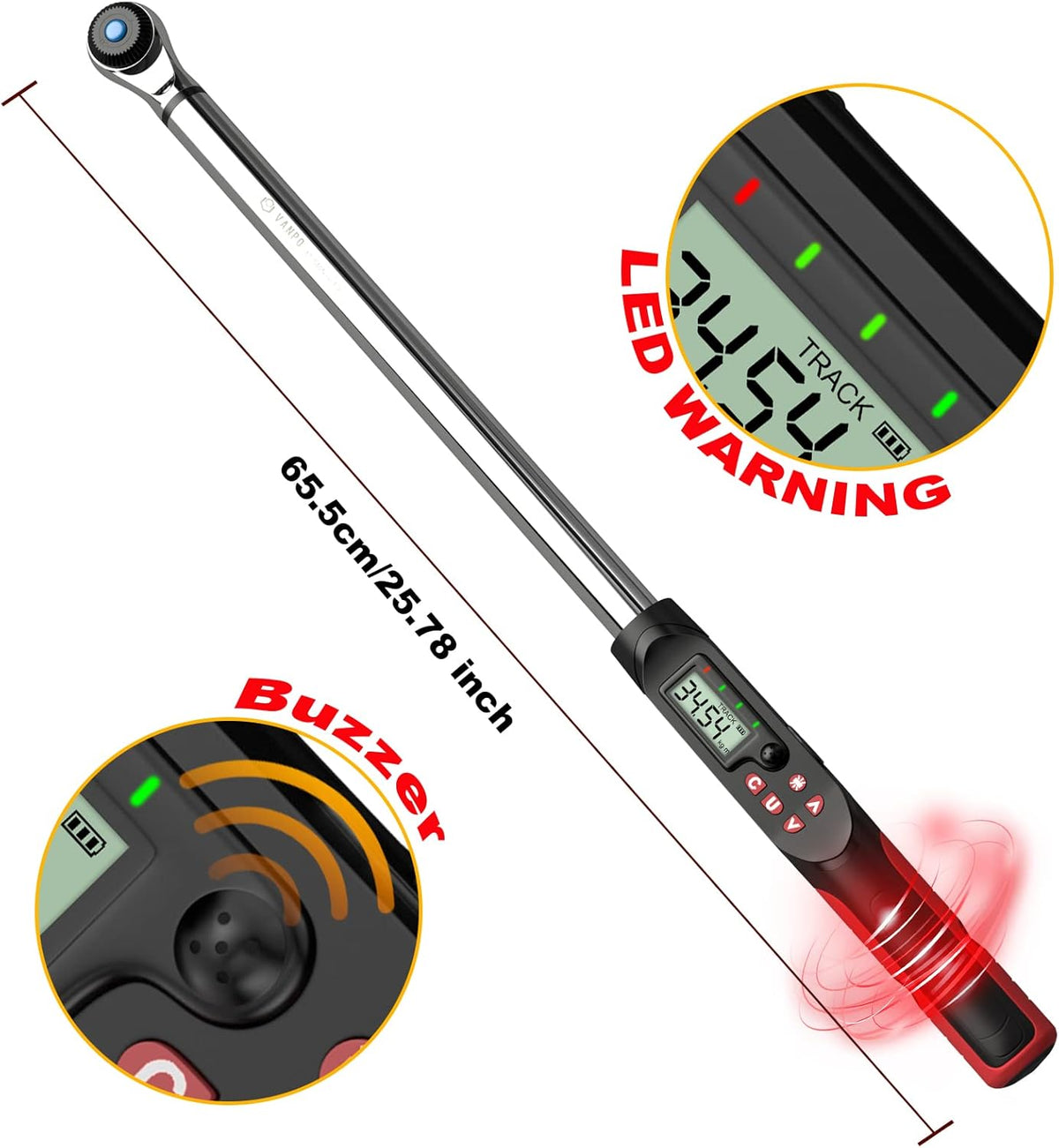 1/2-Inch Drive Digital Torque Wrench Set with Buzzer & LED Indicator G72462