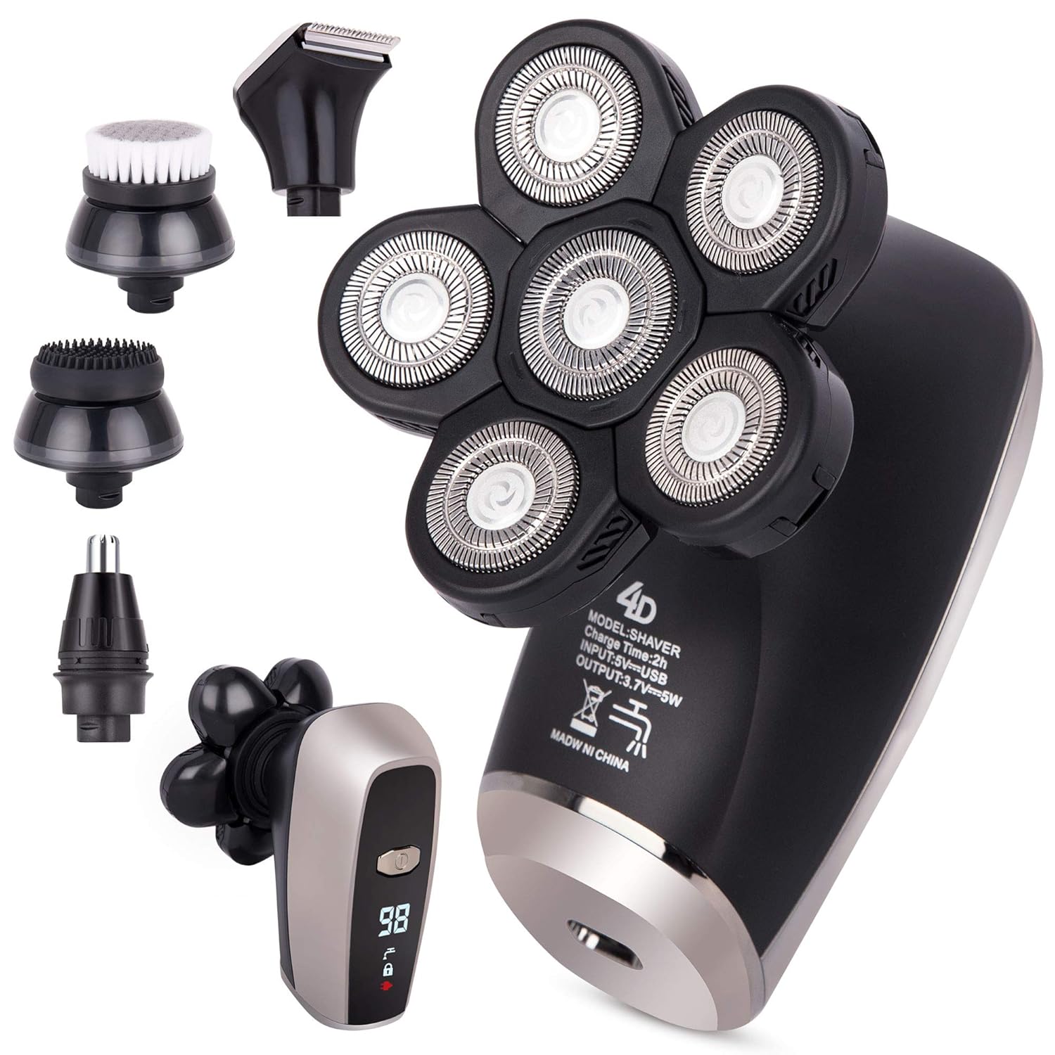 5-in-1 Electric Head Shaver for Men, Cordless and Rechargeable, Pack of 2 W855