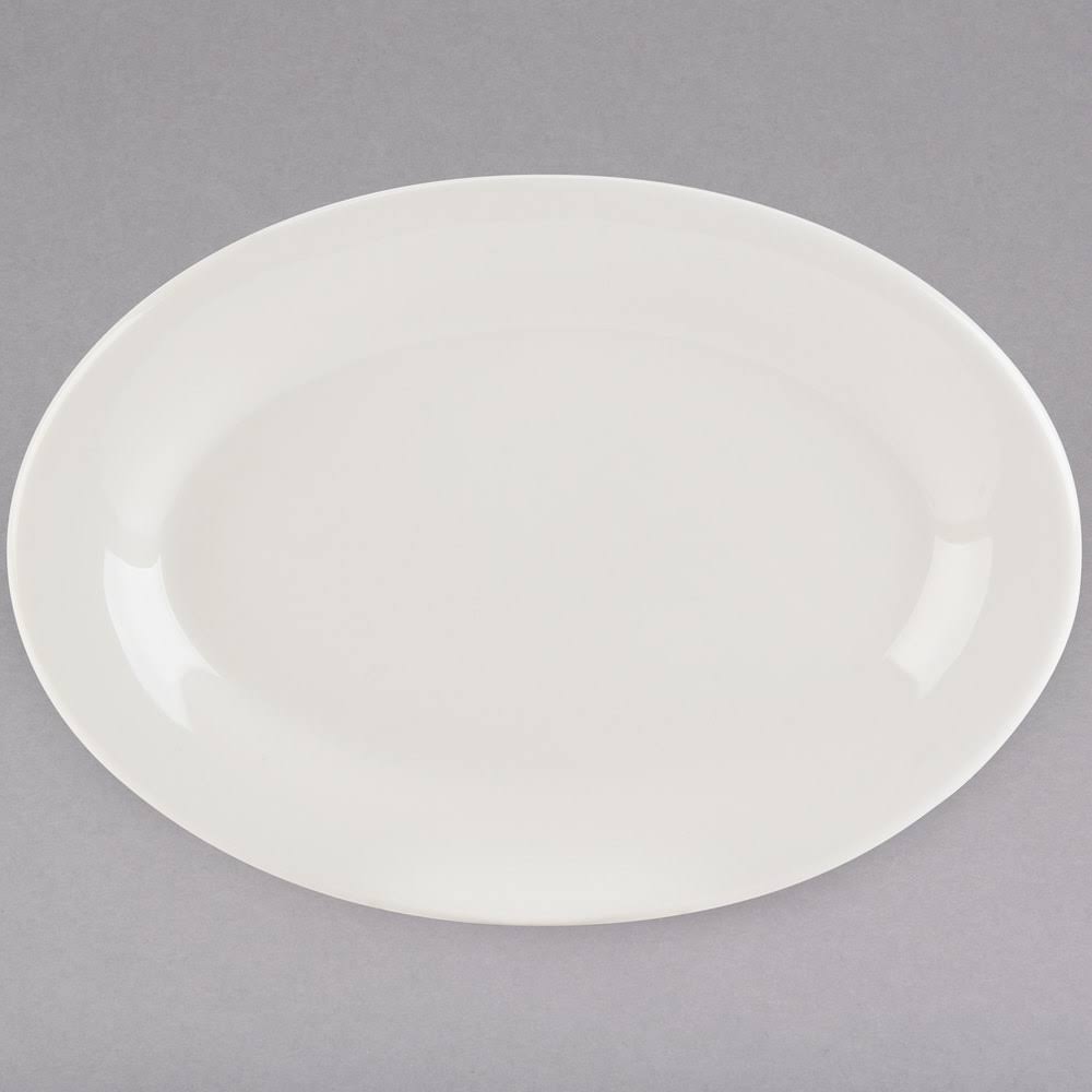 American White Eggshell Wide Rim Rolled Edge Oval China Platter B557