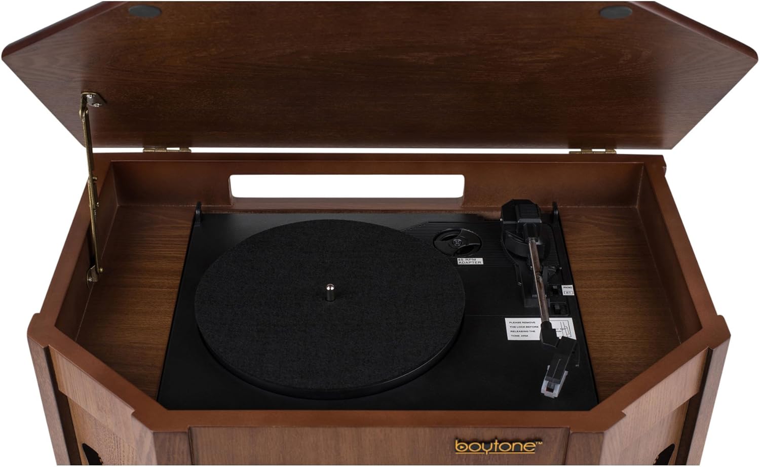 8-in-1 Natural Wood Turntable Stereo System with Bluetooth E374