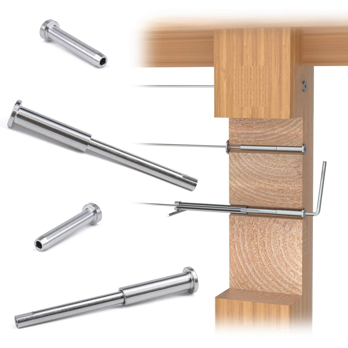 1/8 Invisible Cable Railing Kit with Turnbuckle Swage Threaded Stud and Stemball Combination Pack E528