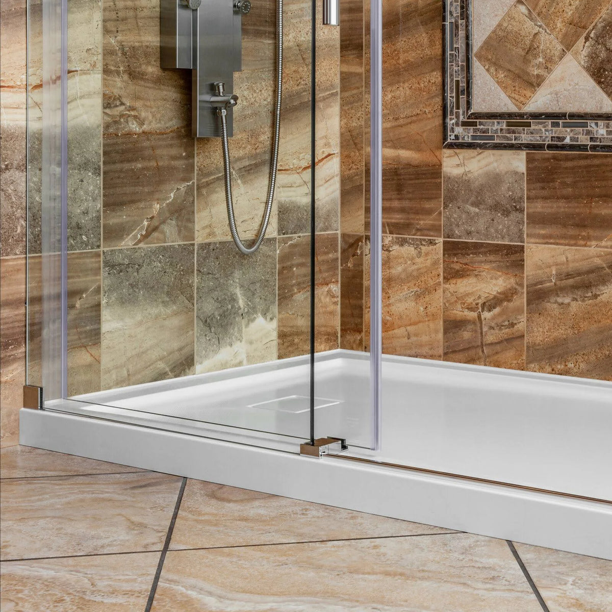 60 x 36 Left Double Threshold Shower Pan Base Wall Corner Left Drain X447
