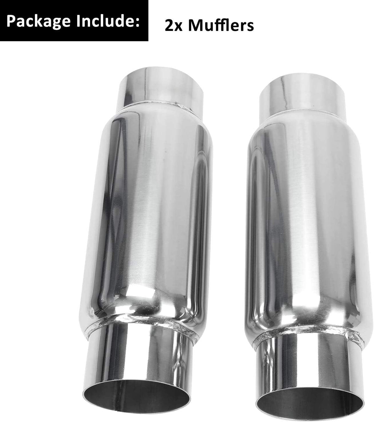 3" Inlet 3" Outlet Stainless Steel Exhaust Muffler Resonator, 12" Overall Length, Pack of 2 S607924