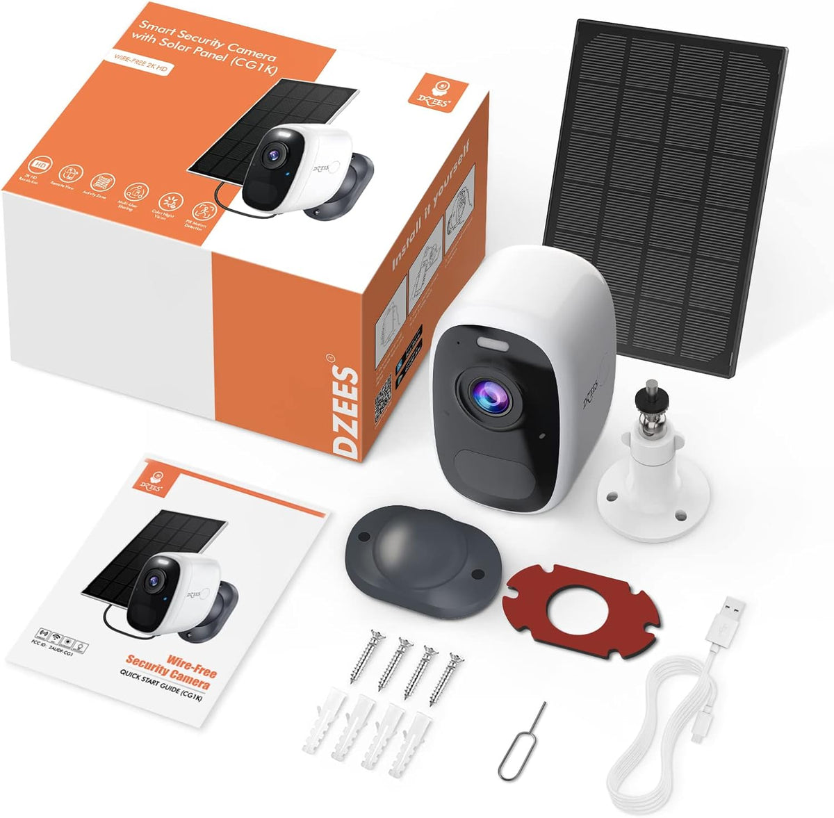 2K Solar Security Camera with Solar Panel X7596