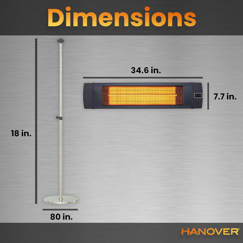 Black 34.6-in. Wide Electric Carbon Infrared Heat Lamp J8536